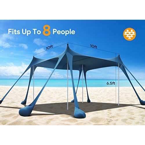 Beach Tent Sun Shelter, Osoeri 10 x 10ft Camping Beach Shade UPF50...