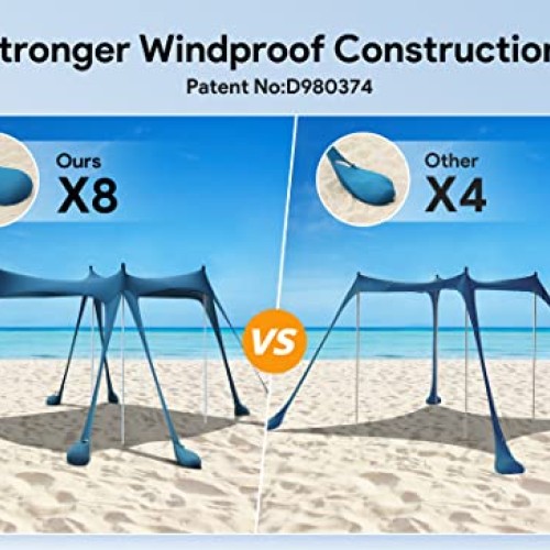 Beach Tent Sun Shelter, Osoeri 10 x 10ft Camping Beach Shade UPF50...