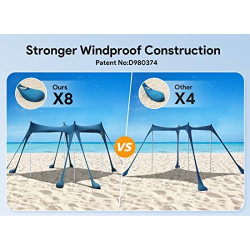 Beach Tent Sun Shelter, Osoeri 10 x 10ft Camping Beach Shade UPF50...