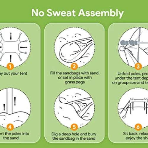 Beach Tent Sun Shelter, Osoeri 10 x 10ft Camping Beach Shade UPF50...