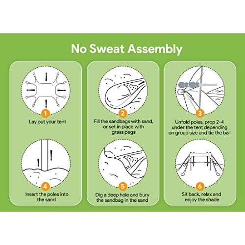 Beach Tent Sun Shelter, Osoeri 10 x 10ft Camping Beach Shade UPF50...