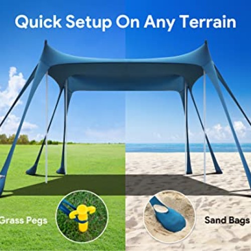 Beach Tent Sun Shelter, Osoeri 10 x 10ft Camping Beach Shade UPF50...