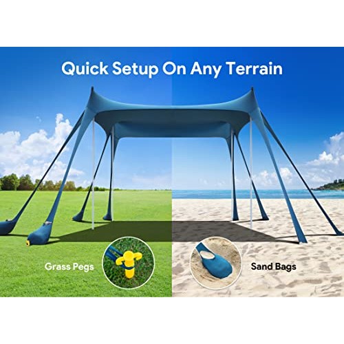 Beach Tent Sun Shelter, Osoeri 10 x 10ft Camping Beach Shade UPF50...
