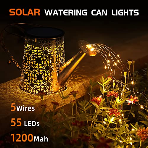 Otdair Solar Watering Can with Lights, Outdoor Garden Decor Waterp...