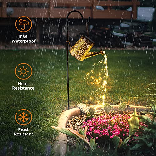 Otdair Solar Watering Can with Lights, Outdoor Garden Decor Waterp...