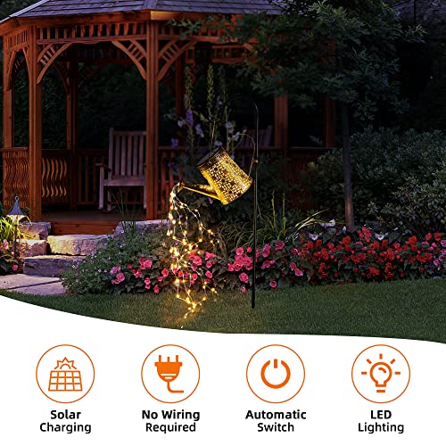 Otdair Solar Watering Can with Lights, Outdoor Garden Decor Waterp...