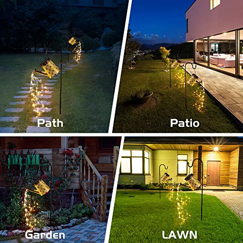Otdair Solar Watering Can with Lights, Outdoor Garden Decor Waterp...