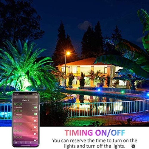 Smart RGB LED Flood Lights Outdoor, Color Changing Lighting APP an...