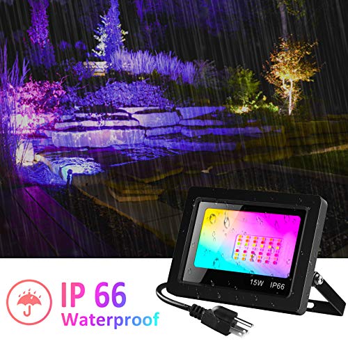 Smart RGB LED Flood Lights Outdoor, Color Changing Lighting APP an...