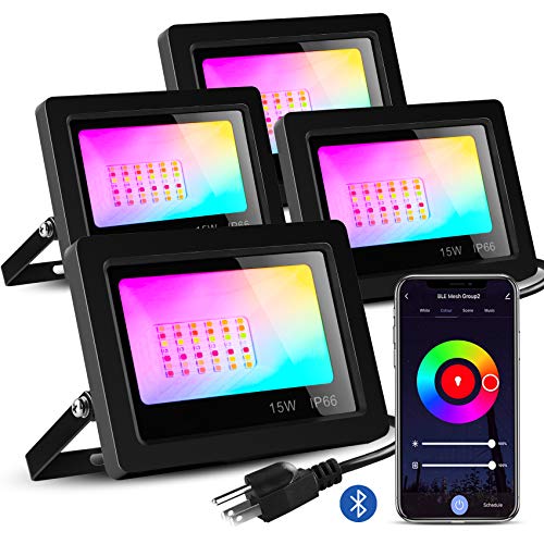 Smart RGB LED Flood Lights Outdoor, Color Changing Lighting APP an...