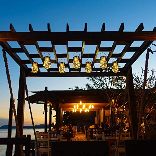 Hanging Mason Jar String Lights Lids,4 Pack 30 LED Bulbs Solar Lig...