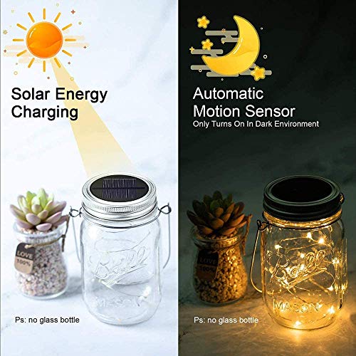 Hanging Mason Jar String Lights Lids,4 Pack 30 LED Bulbs Solar Lig...