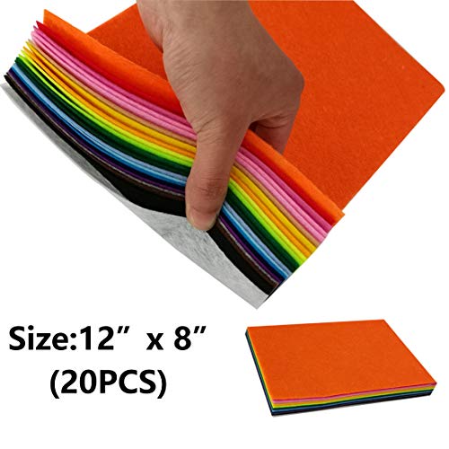 Otylzto 20PCS Fabric Felt Sheets 12x8, Assorted Colors,DIY Craft...