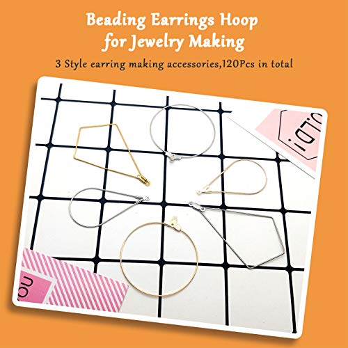120Pcs Beading Hoop Earrings for Jewelry Making,Round Beading Earr...