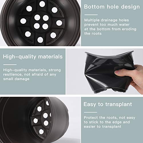 Oubest Plastic Black Plant Nursery Pots 6 50 pcs 0.5 Gallon for F...