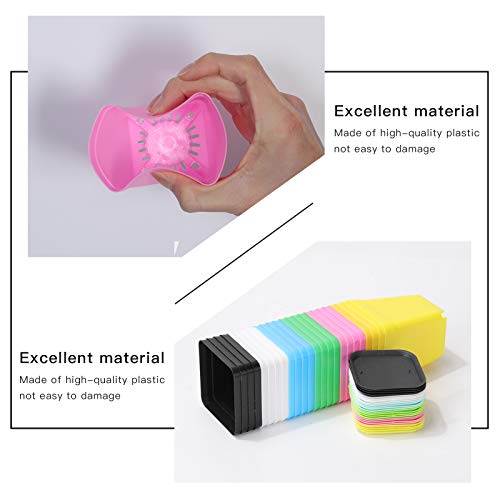 Oubest Plastic Multi Color Plant Pots 3 24 Pcs Square Seed Starte...