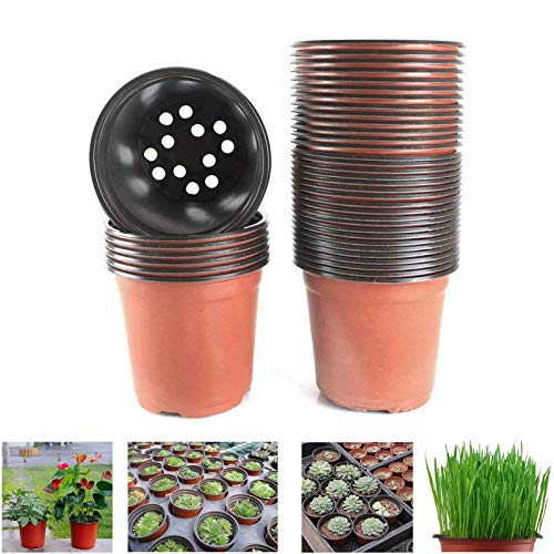 Oubest Plastic Plant Nursery Pots 4 50 pcs Reusable for Seed Star...