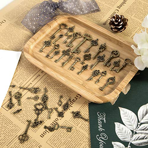 165 PCS Vintage Skeleton Keys Charms, Antique Style Bronze Brass V...