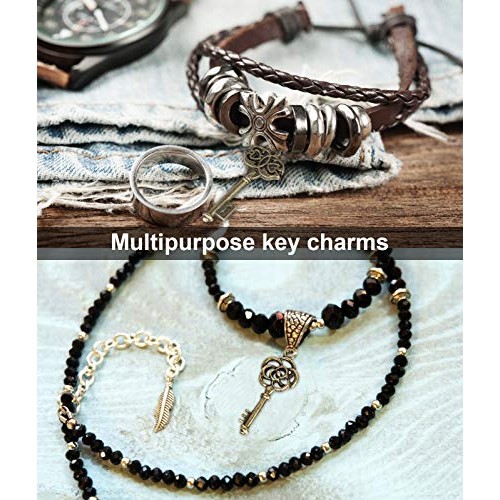 165 PCS Vintage Skeleton Keys Charms, Antique Style Bronze Brass V...