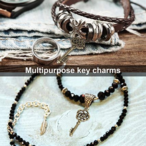 165 PCS Vintage Skeleton Keys Charms, Antique Style Bronze Brass V...