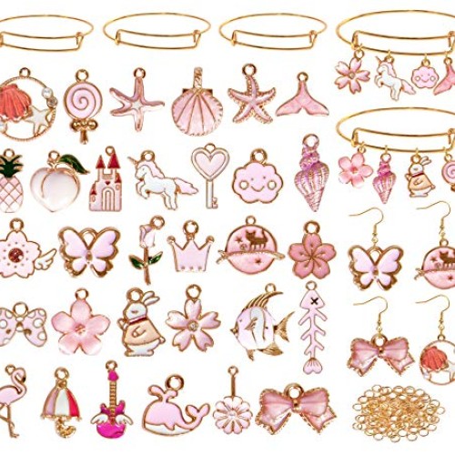 Ouddy Charms for Jewelry Making, 146 Pcs Jewelry Making Charms Ear...