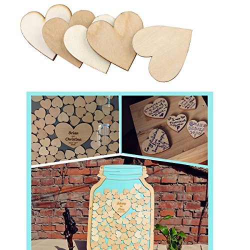 OULII Blank Heart Wood Slices Discs Wedding Christmas Ornaments, P...