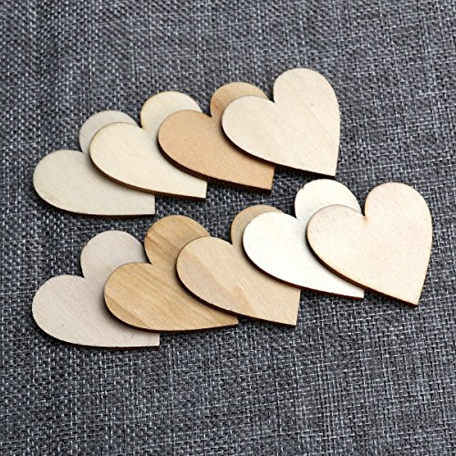 OULII Blank Heart Wood Slices Discs Wedding Christmas Ornaments, P...
