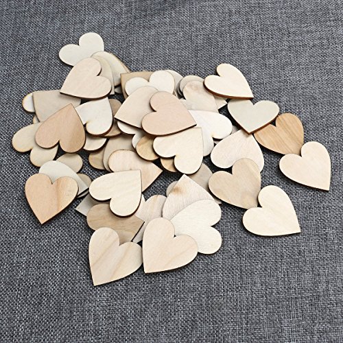 OULII Blank Heart Wood Slices Discs Wedding Christmas Ornaments, P...