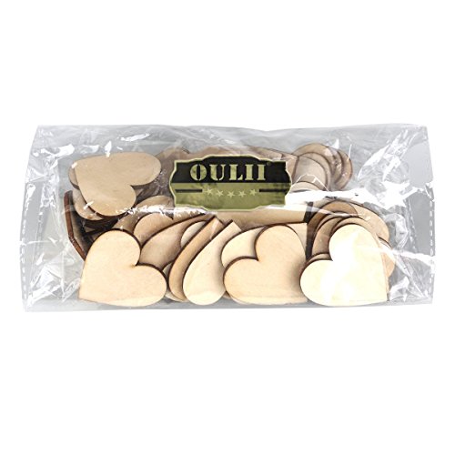 OULII Blank Heart Wood Slices Discs Wedding Christmas Ornaments, P...