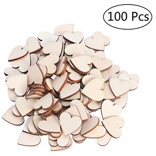 OULII Blank Heart Wood Slices Discs Wedding Christmas Ornaments, P...