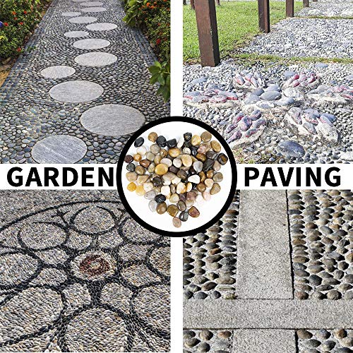 OUPENG Pebbles Polished Gravel, Natural Polished Mixed Color Stone...