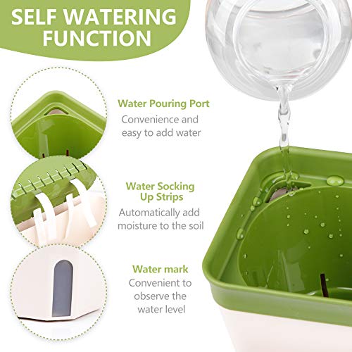 OurWarm 10.5 Inch Self Watering Plant Pots, Rectangular Windowsill...