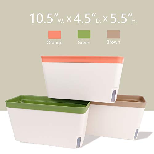 OurWarm 10.5 Inch Self Watering Plant Pots, Rectangular Windowsill...