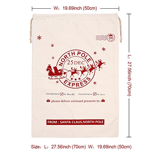 OurWarm 2pcs Large Santa Sacks, Bags, Canvas Blank Storage Bags wi...