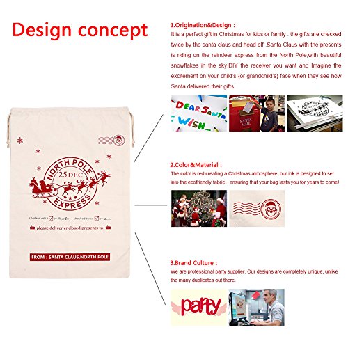 OurWarm 2pcs Large Santa Sacks, Bags, Canvas Blank Storage Bags wi...