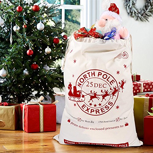 OurWarm 2pcs Large Santa Sacks, Bags, Canvas Blank Storage Bags wi...