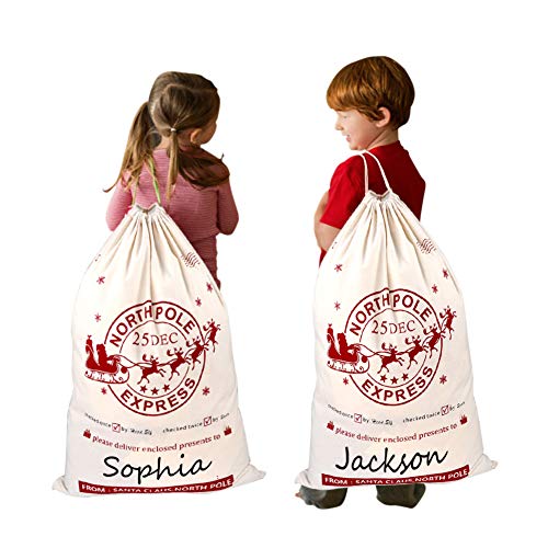 OurWarm 2pcs Large Santa Sacks, Bags, Canvas Blank Storage Bags wi...