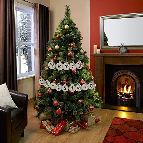OurWarm 50pcs Round Wooden Ornaments Unfinished with Hole, 4 Pred...