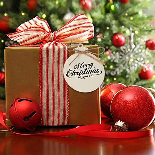 OurWarm 50pcs Round Wooden Ornaments Unfinished with Hole, 4 Pred...