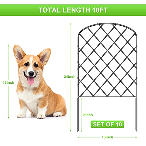 OUSHENG 10 Pack Decorative Garden Fence, Total 10ftL x 24inH A...