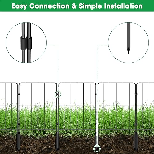 OUSHENG Decorative Garden Fence Fencing 10 Panels, 10ft L x 22in...