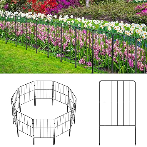 OUSHENG Decorative Garden Fence Fencing 10 Panels, 10ft L x 22in...