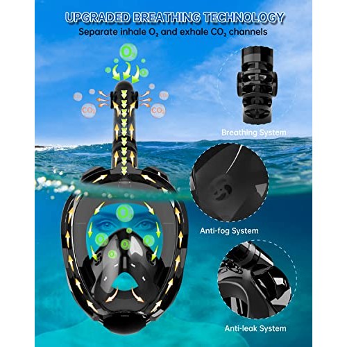 OUSPT Full Face Snorkel Mask, Snorkeling Mask with Detachable Came...