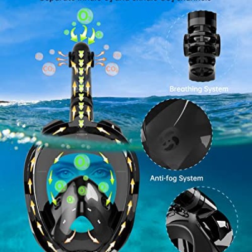 OUSPT Full Face Snorkel Mask, Snorkeling Mask with Detachable Came...