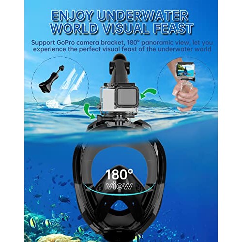 OUSPT Full Face Snorkel Mask, Snorkeling Mask with Detachable Came...