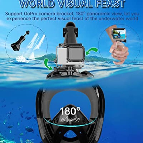 OUSPT Full Face Snorkel Mask, Snorkeling Mask with Detachable Came...