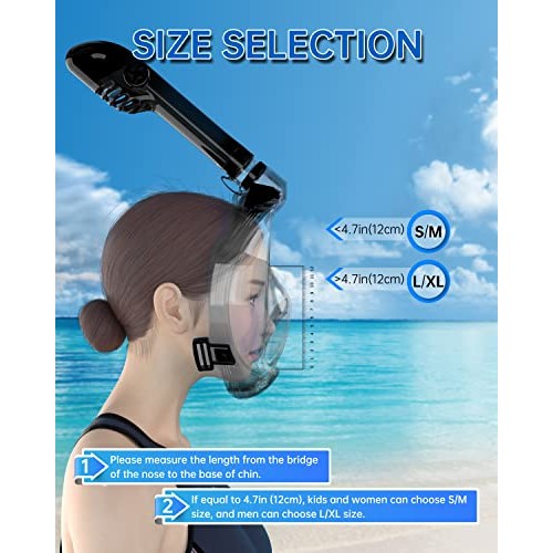 OUSPT Full Face Snorkel Mask, Snorkeling Mask with Detachable Came...