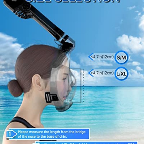 OUSPT Full Face Snorkel Mask, Snorkeling Mask with Detachable Came...