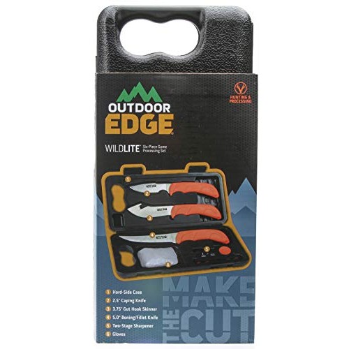 OUTDOOR EDGE WildLite Hunting Knives, Compact 6-Piece Portable Dee...