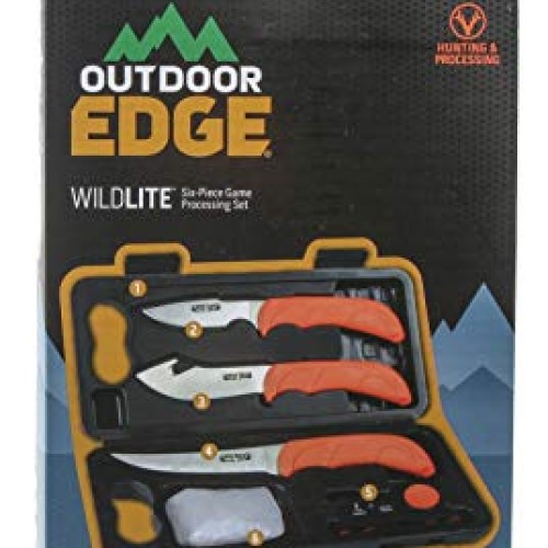 OUTDOOR EDGE WildLite Hunting Knives, Compact 6-Piece Portable Dee...